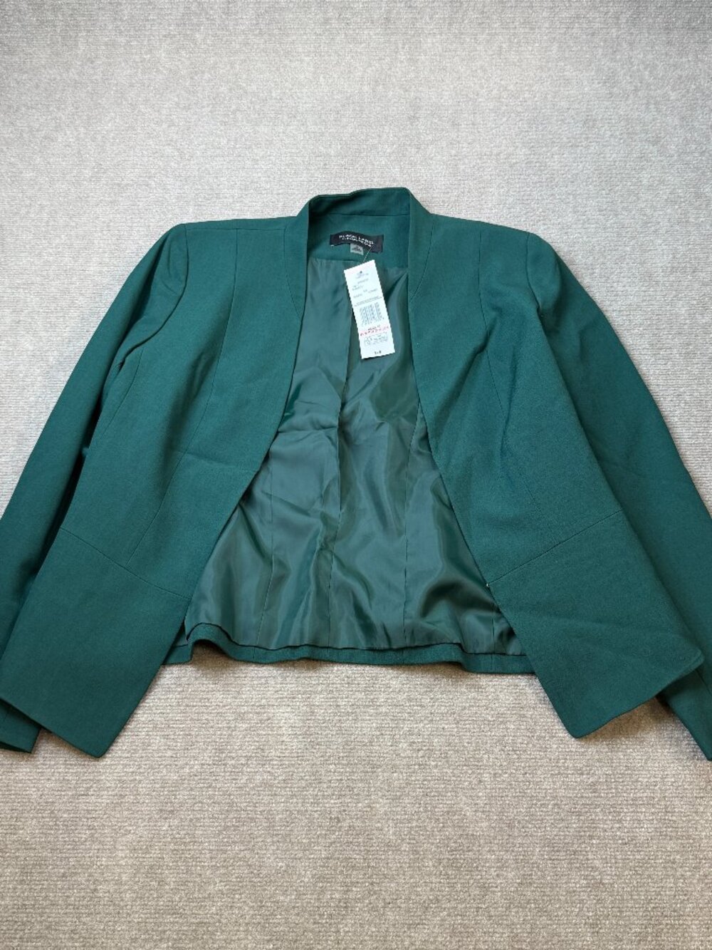 MSRP $79 Black Label by Evan-Picone Womens 10, 16 Deep Green Suit Jacket Open Fr